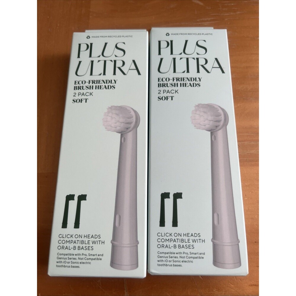 BRAND NEW Plus Ultra Eco Friendly Brush Heads 2 pk Soft Oral B Compatible x2